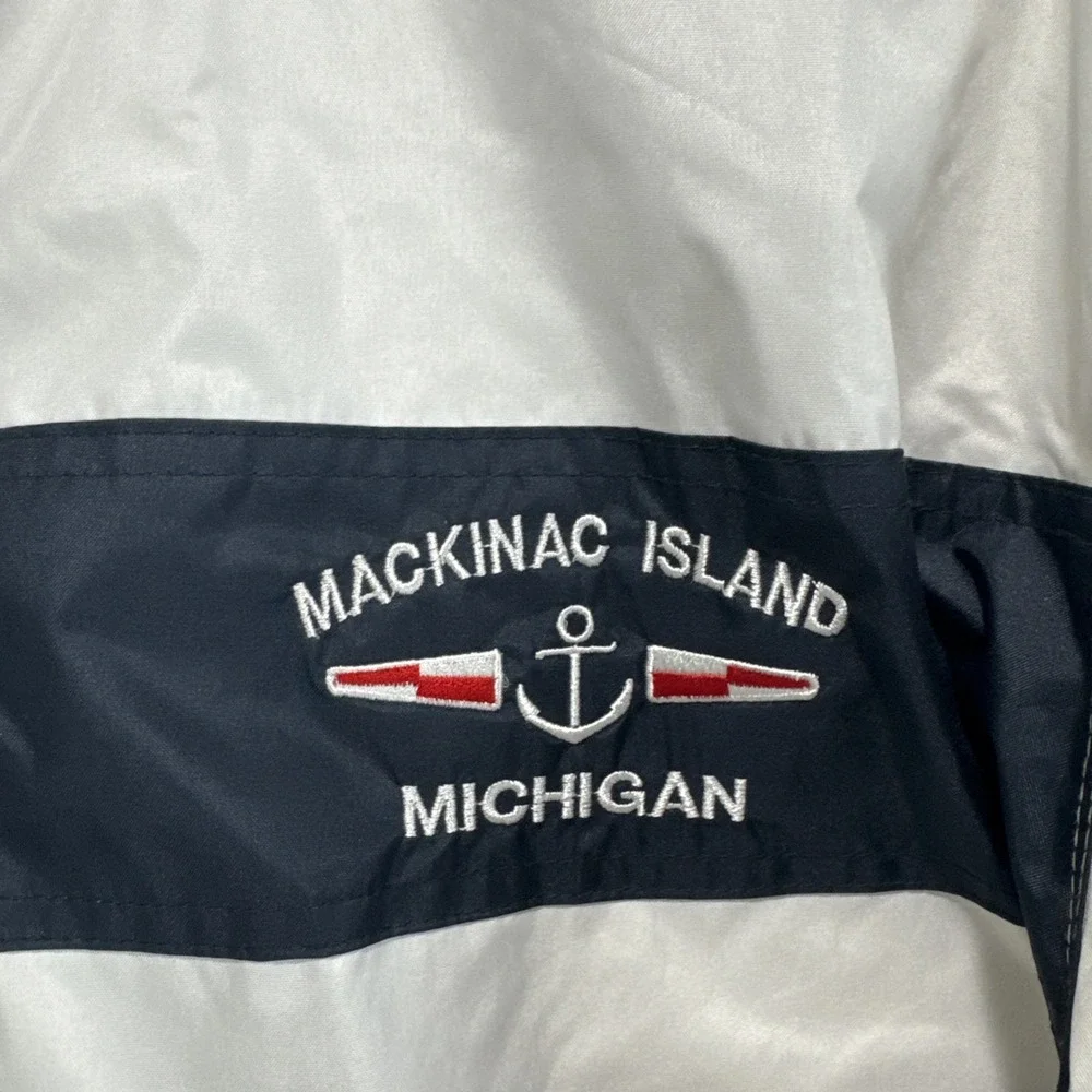 VTG‎ Dimco Mackinac Island Michigan Hoodie Windbreaker Full Zip Mens M White